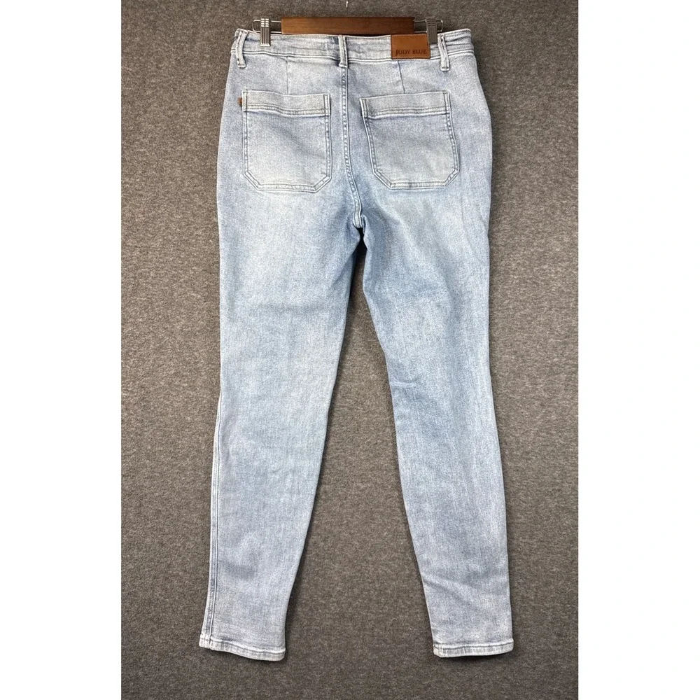 Judy Blue High Waist Vintage Double Cuffed Jogger Jeans Light Wash Size 30 Denim - Picture 12 of 14